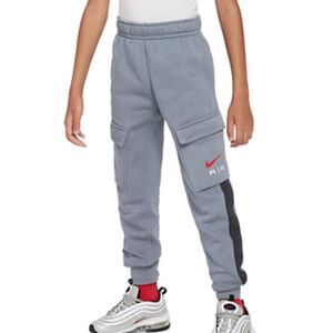 NIKE AIR Kids Junior Sportswear Fleece Cargo Joggers Gray Anthracite Size L